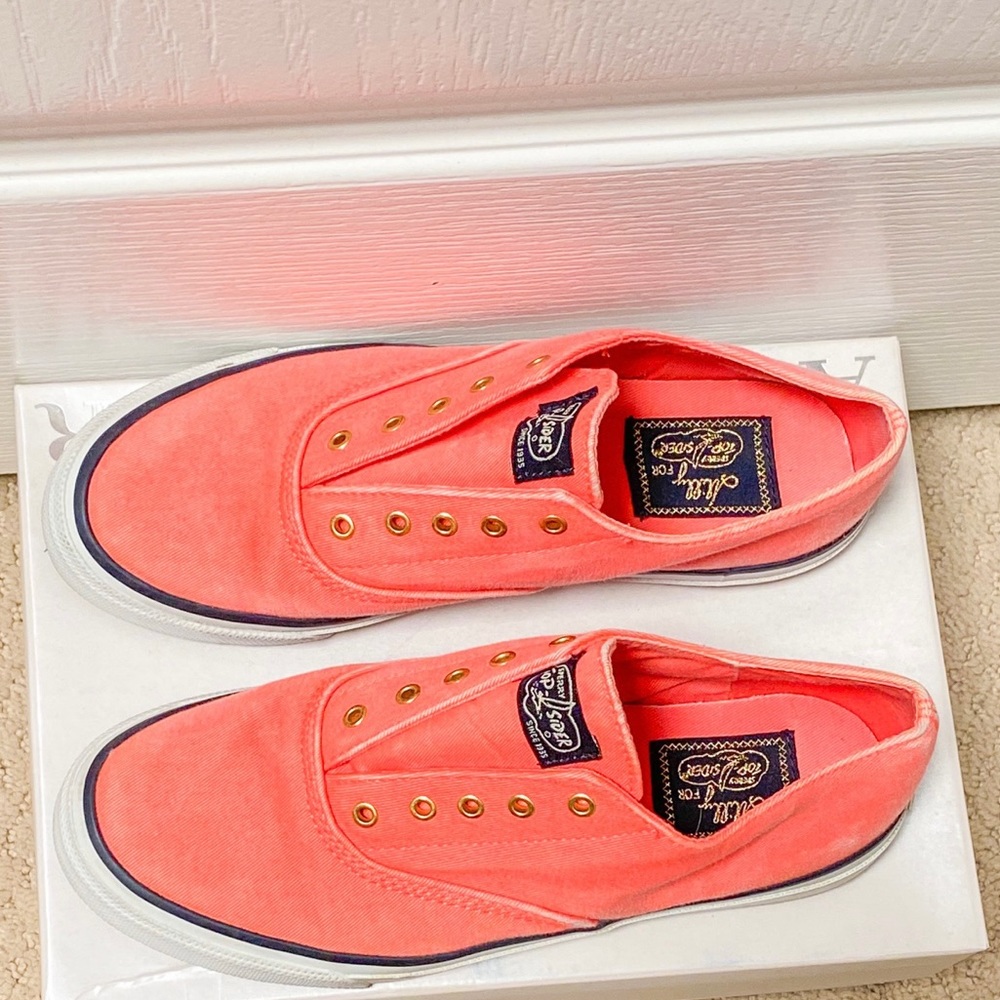 Sperry Summer Beachy Slip-on Bright Coral Top Siders Size 7 - Picture 2 of 3